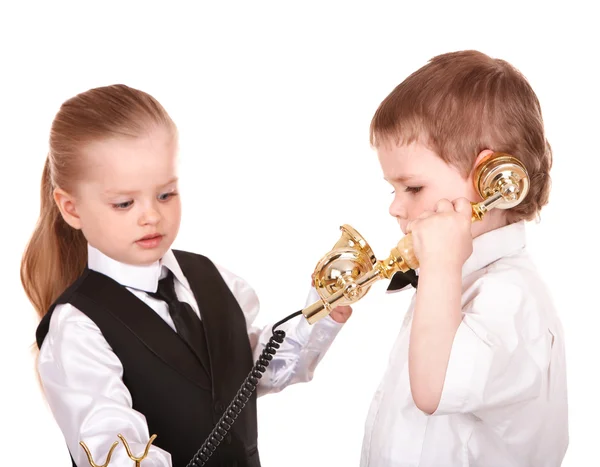 Enfants en costume d'affaires avec téléphone . — Photo