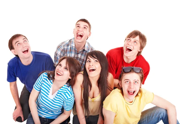 Group of happy young looking up. Royalty Free Stock Photos