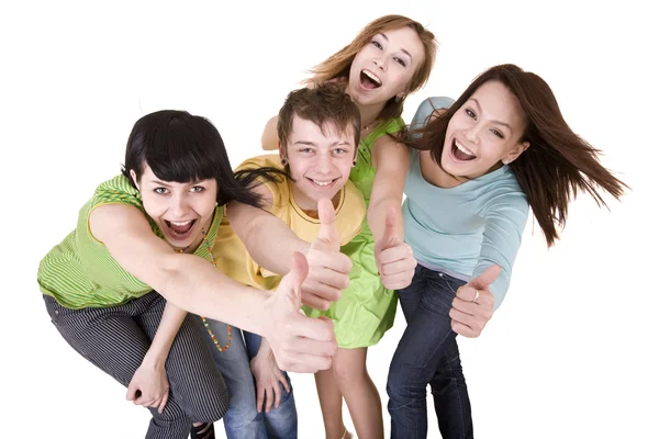 Group of throwing out thumbs super. Royalty Free Stock Photos