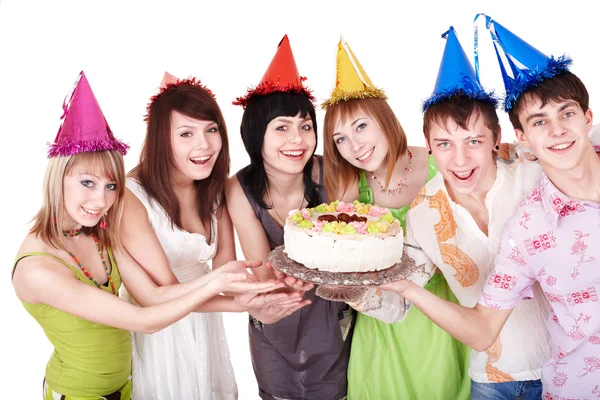Group eat cake. Royalty Free Stock Images