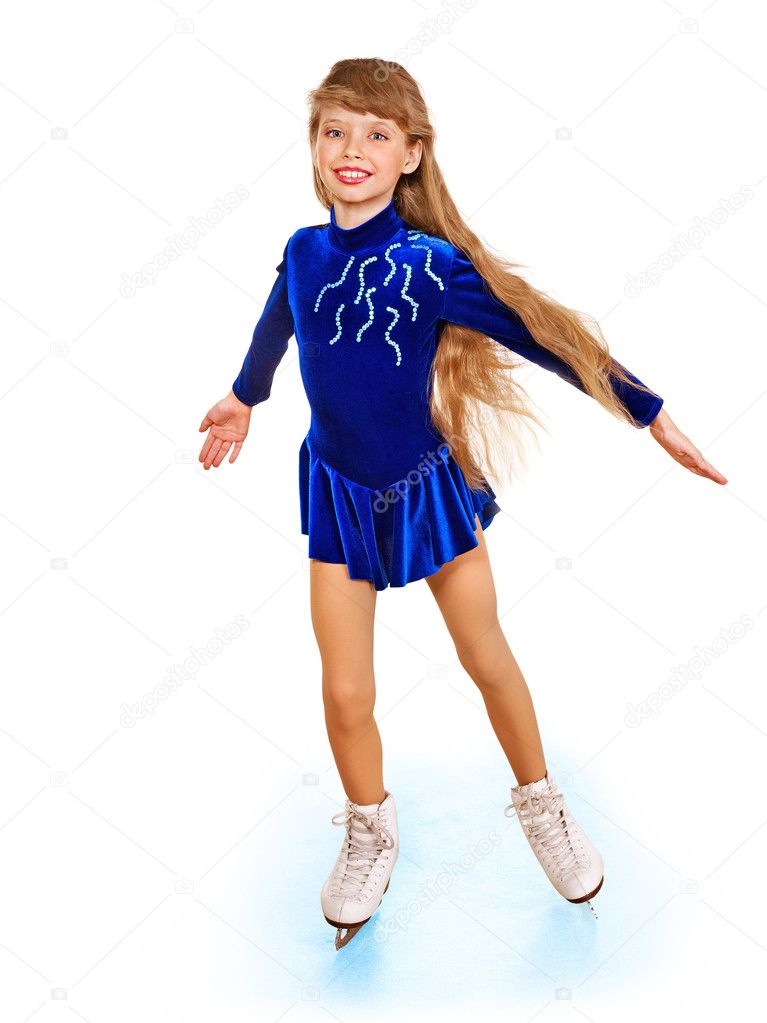Young girl figure skating.