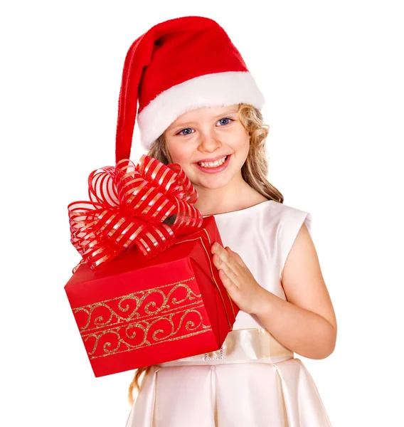Enfant avec boîte cadeau de Noël . — Photo