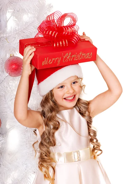 Criança com caixa de presente de Natal . — Fotografia de Stock