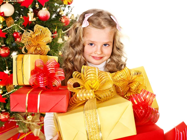 Kid with Christmas gift box. — Stock Photo, Image