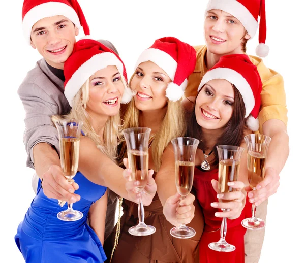 Gruppe jung mit Weihnachtsmann-Hut. — Stockfoto