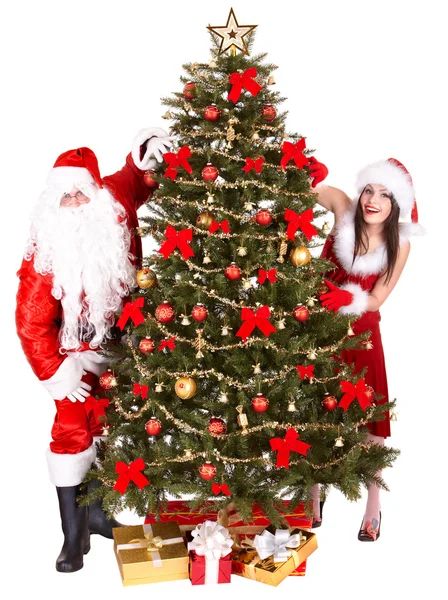 Noel kızı, Noel Baba ve köknar ağacı. — Stok fotoğraf