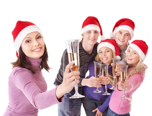 Group young in santa hat. Isolated. Royalty Free Stock Photos