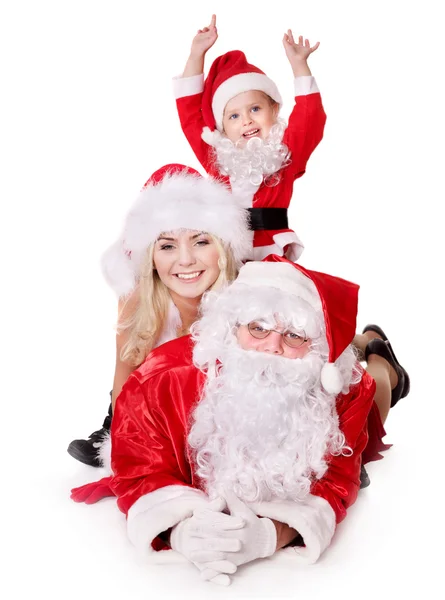 Santa claus family with child. Stock Photo