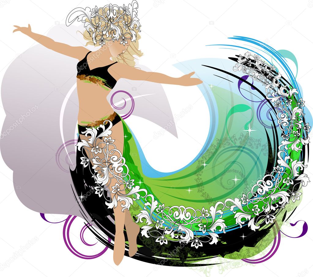 An Abstract Dance Girl With Decorative Elements — Stock Vector