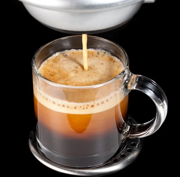 Expresso kawa w filiżance szkła — Zdjęcie stockowe