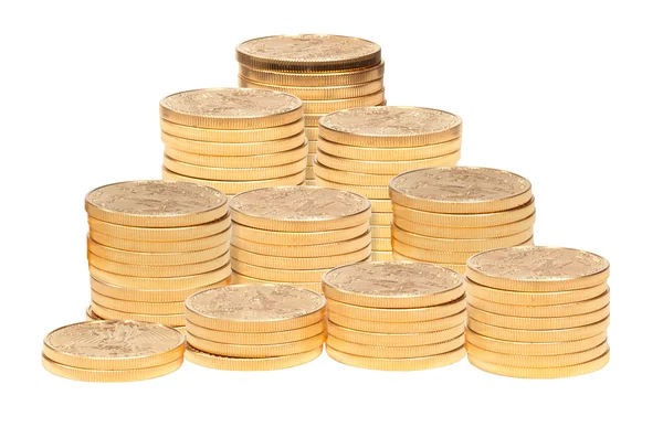 Stak af gyldne ørn mønter - Stock-foto