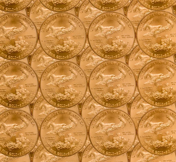 Stack of golden eagle coins — Stok fotoğraf