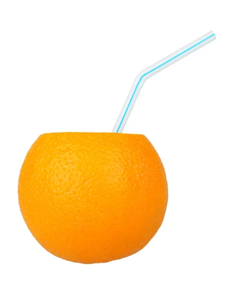 Orange z słomki dla koktajli — Zdjęcie stockowe