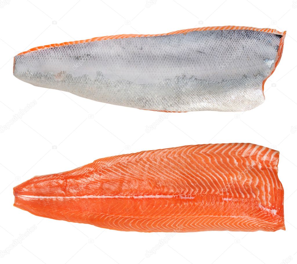 The split salmon for sushi