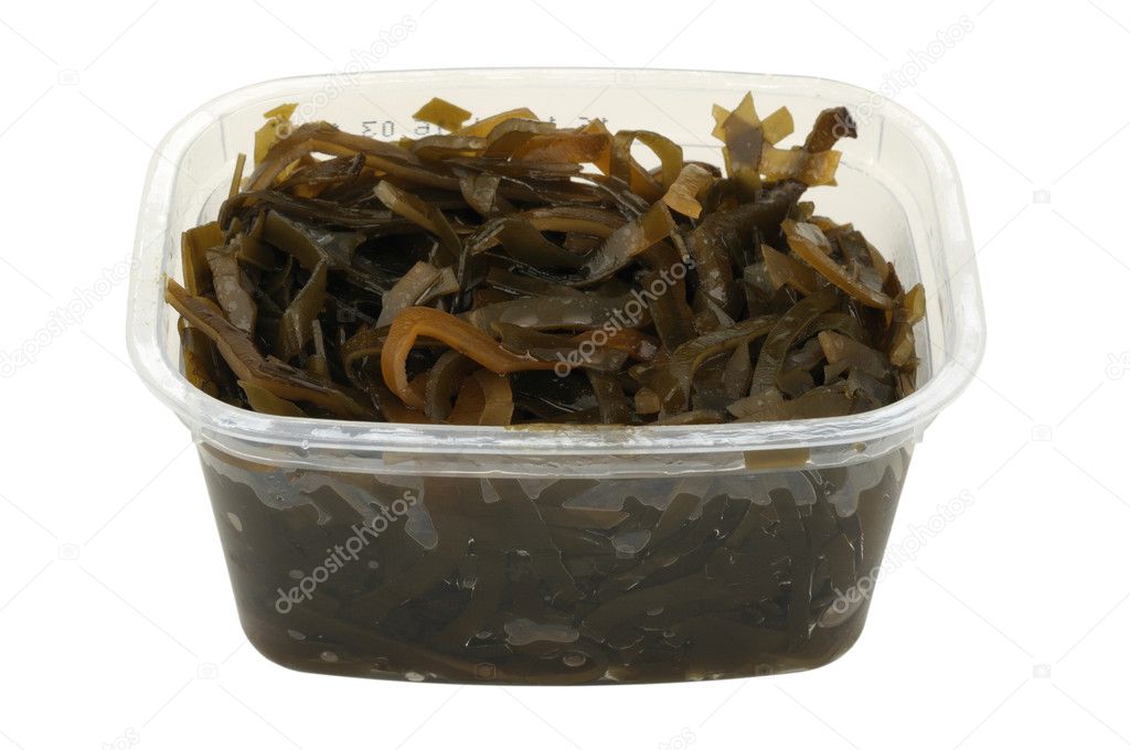 Kelp salad in a plastic pot