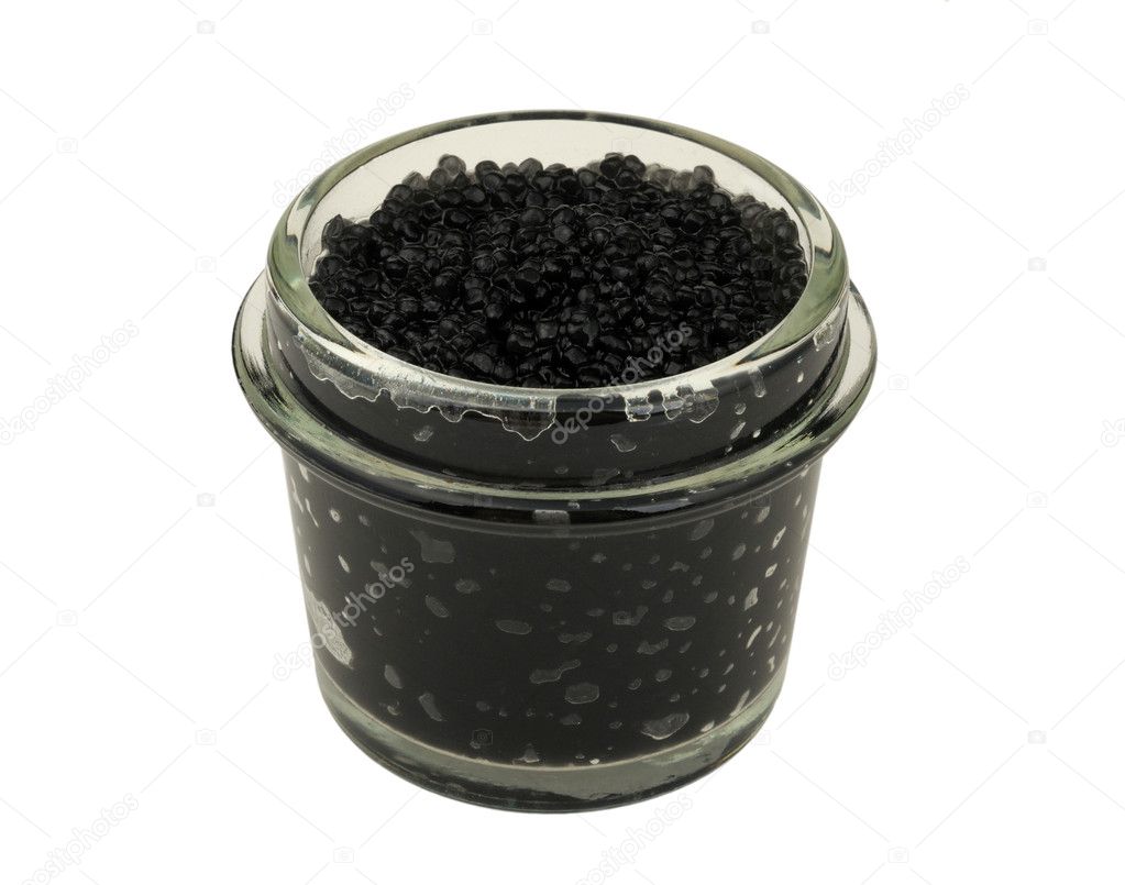 Protein caviar in a glass jar