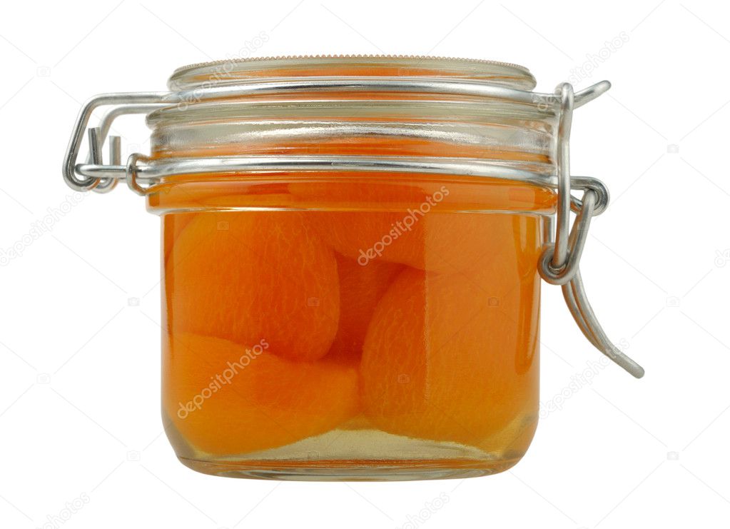 Apricot jam in a glass jar