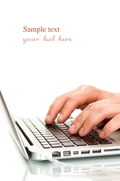 Writing on a white laptot — Stock Photo, Image