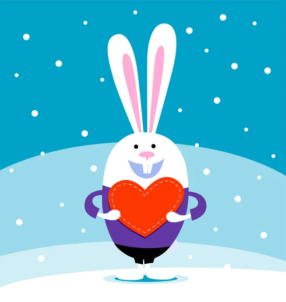 兔子与大心脏 — 图库矢量图片