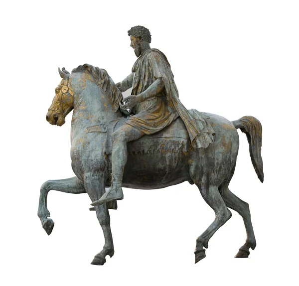 Emperor Marcus Aurelius Isolated White Riding Horse — Stock fotografie