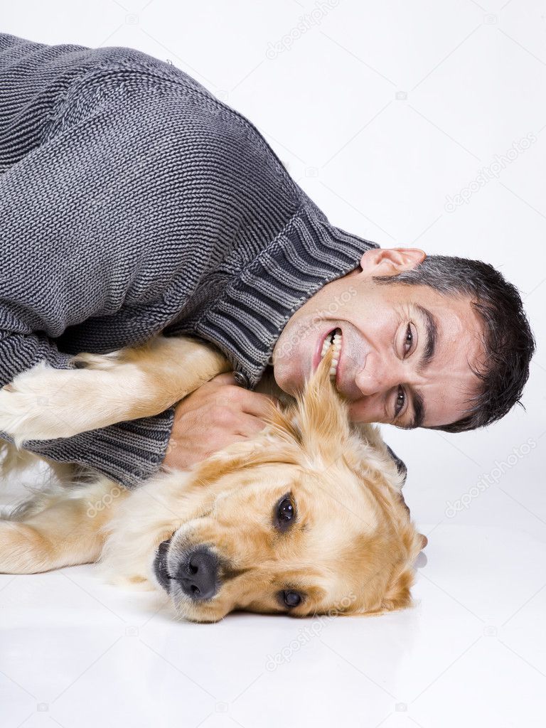 Attractive man and his pet