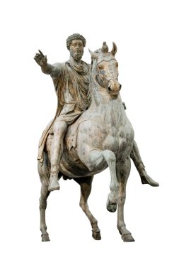 Emperor Marcus Aurelius isolated on white riding a horse clipart