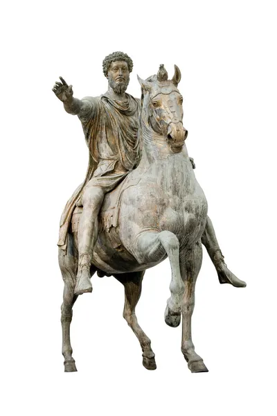 Emperor Marcus Aurelius Isolated White Riding Horse — 图库照片