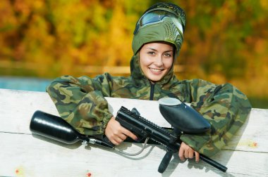 Girl paintball player clipart