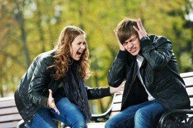 Anger in young relationship conflict clipart