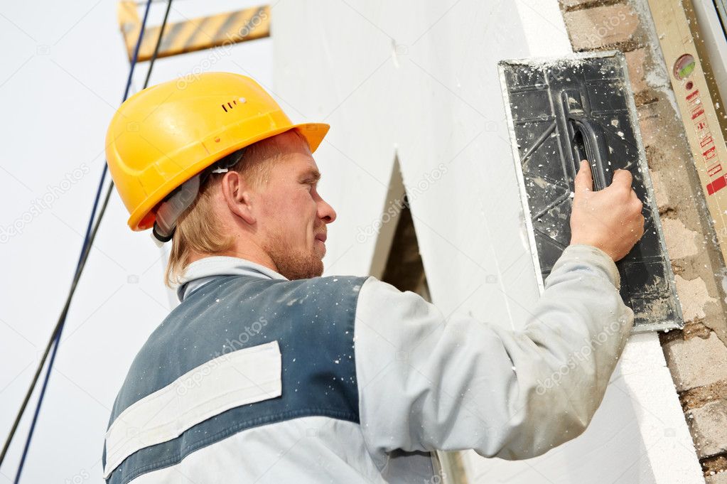 Builder facade plasterer worker