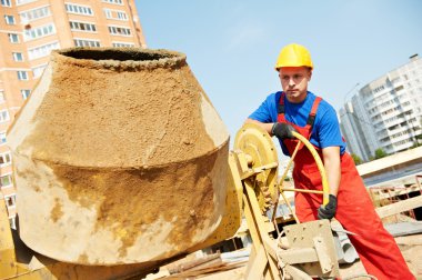 Builder worker at construction site clipart