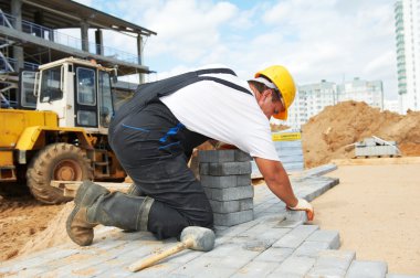 Sidewalk pavement construction works clipart