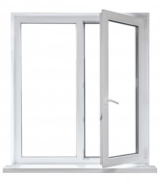 Beyaz plastik çift kapı pencere