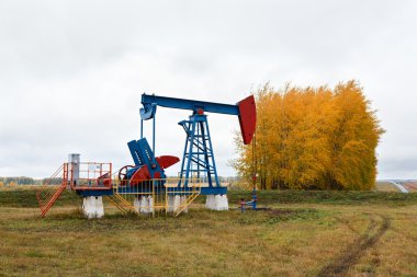 Petrol sahası üzerinde bir pompa krikolar.