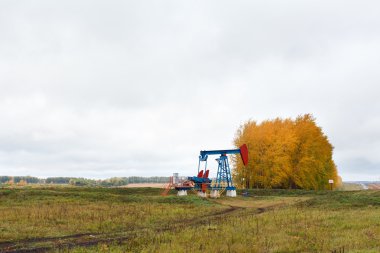 One pump jacks on a oil field. clipart