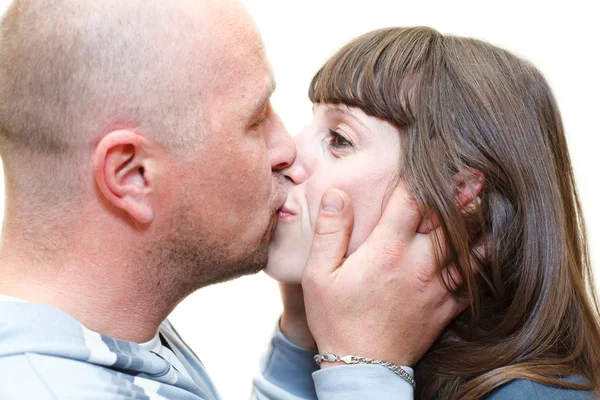 Loving couple kissing and embracing together — Stock Photo, Image