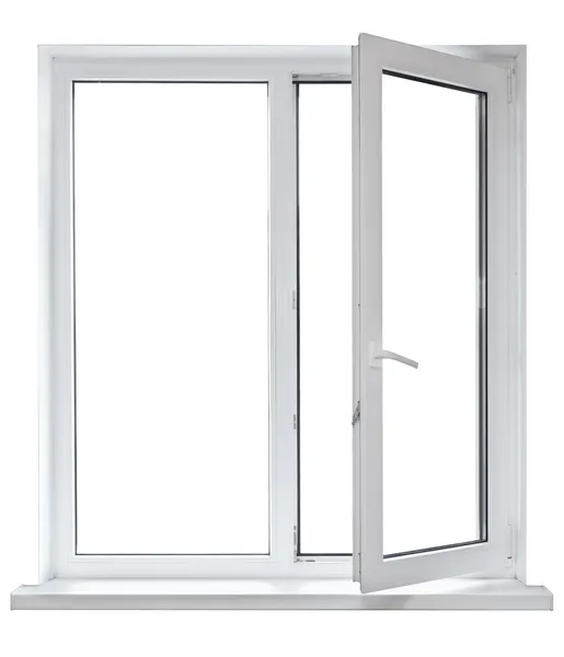 Weißes Kunststoff-Doppeltürfenster — Stockfoto