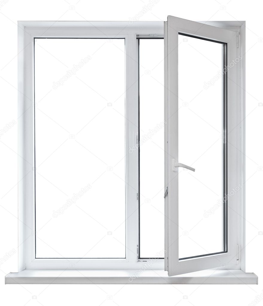 White plastic double door window