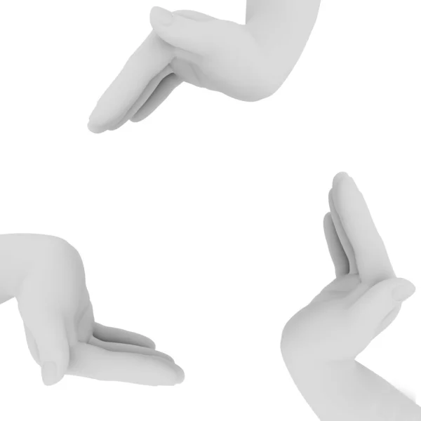 Mãos no branco — Fotografia de Stock