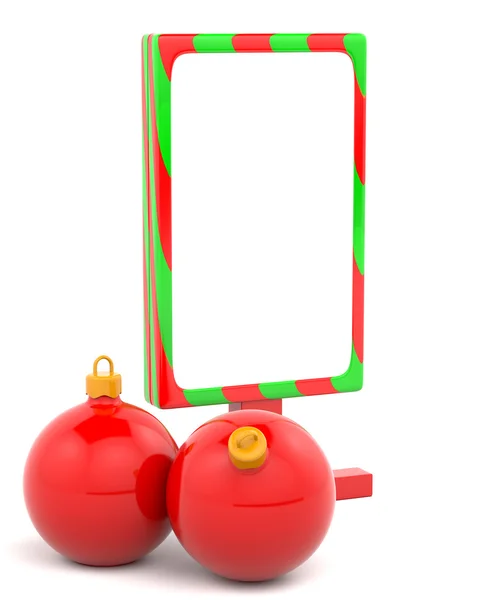 Panneau d'affichage vierge de Noël avec des boules — Photo