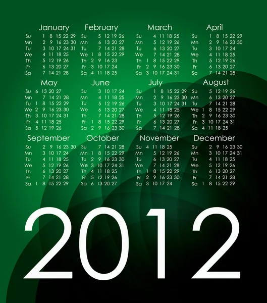 Zielony 2012 kalendarz. wektor — Wektor stockowy