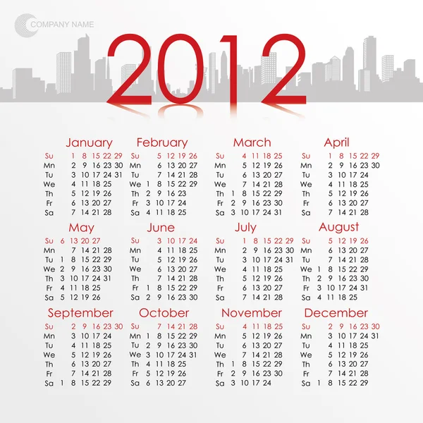 Calendario 2012 della città. Vettore — Vettoriale Stock