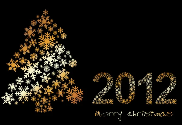 El árbol de piel y la felicitación de Año Nuevo por 2012. Navidad. — Vector de stock