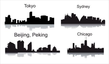 Dünya şehirler ayrıntılı vector silhouettes