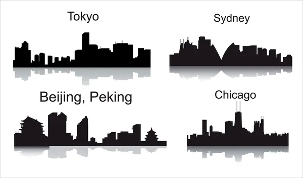 Detailed vector silhouettes of world cities — Stock Vector