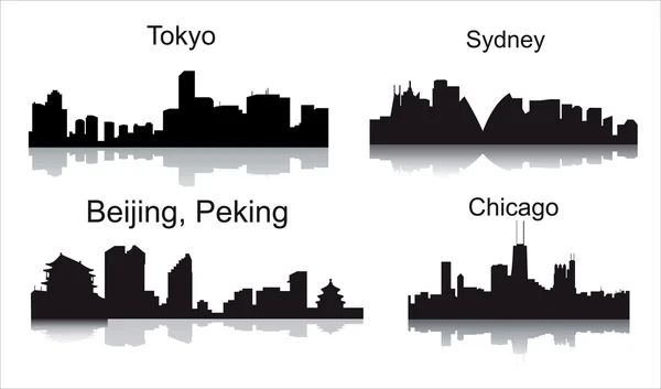 Silhouettes vectorielles détaillées des villes du monde — Image vectorielle