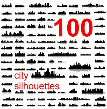 Detailed vector silhouettes of world cities clipart