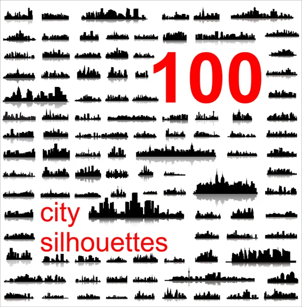 Siluetas vectoriales detalladas de ciudades del mundo — Vector de stock