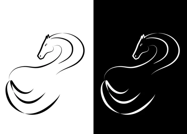黑色和白色抽象马 — 图库照片