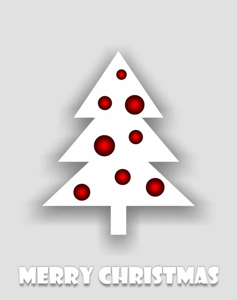 Abstract white christmas tree with red balls — Stock Photo, Image